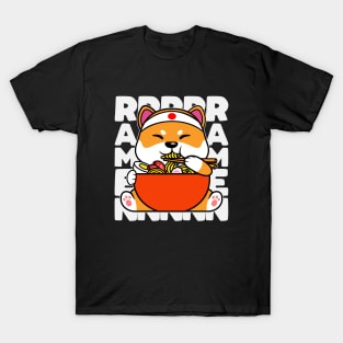 Shiba Inu Dog Eating Ramen T-Shirt